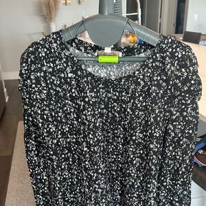 LOFT Black Floral Top